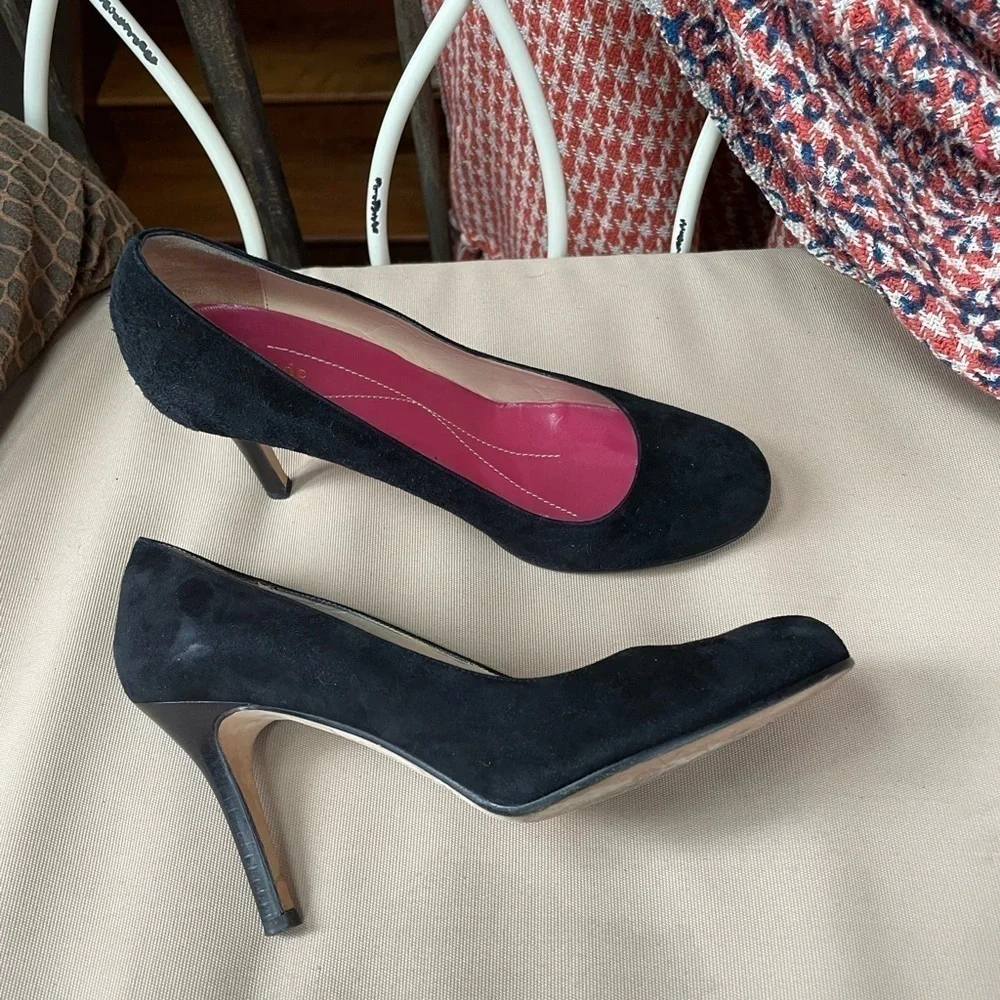 Kate Spade New York Suede‎ Round Toe Pumps in Black Size 7.5
